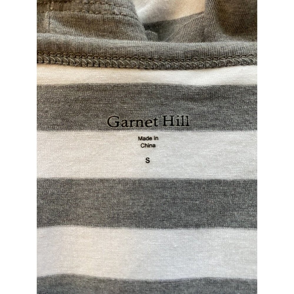 GARNET HILL Women S Double Layer Knit Dress Gray White Stripe Tunic Stretch 9159 - Picture 7 of 8
